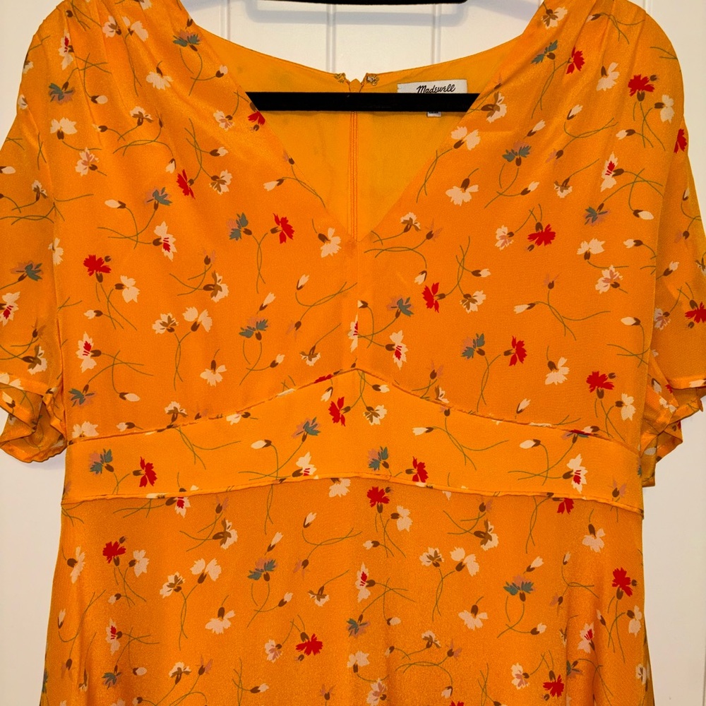 Madewell Silk Belladonna Painted Dress in Carnations Size 12 - Picture 8 of 13